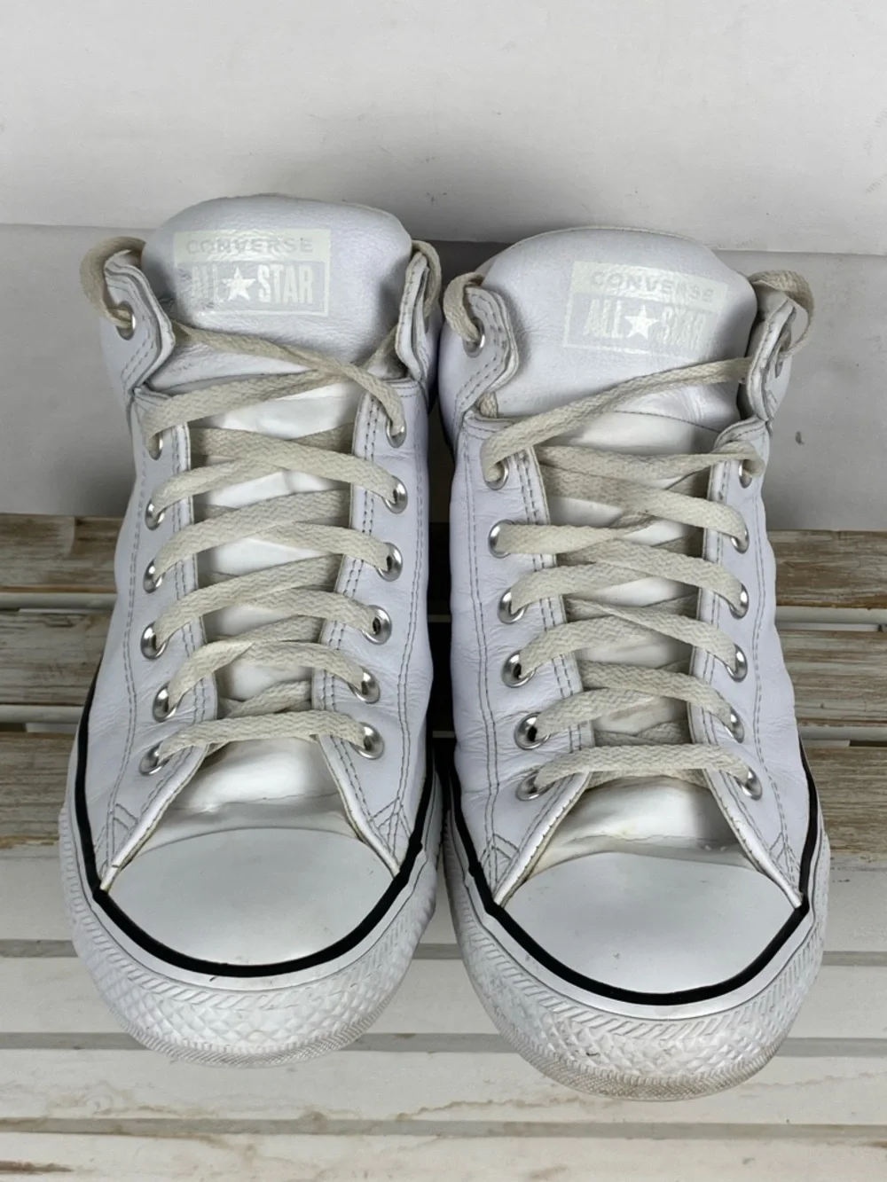 Converse Chuck Taylor All Star High Street leather sneakers white unisex M12 W14 - Picture 6 of 14